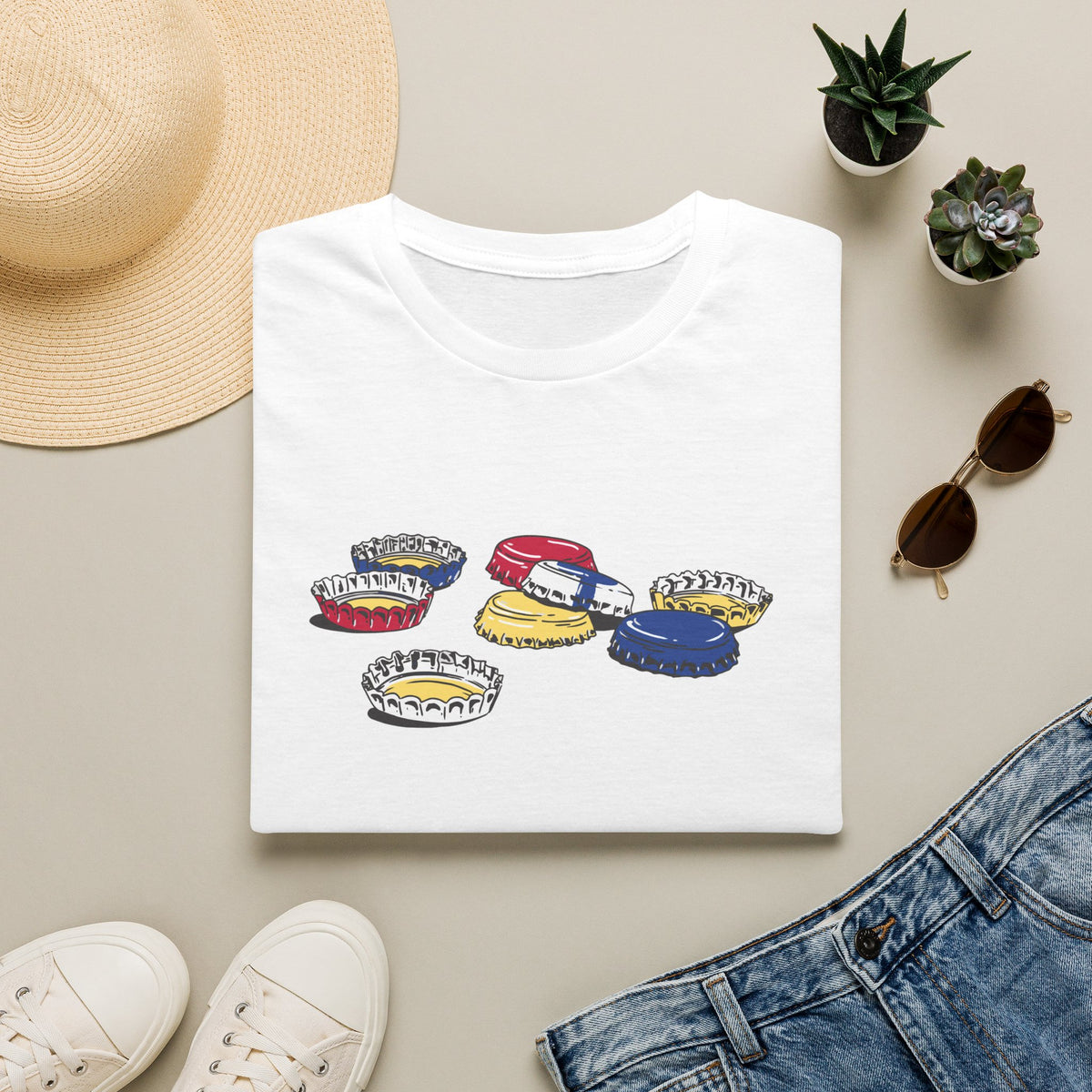 Colorful Bottle Cap T-Shirt