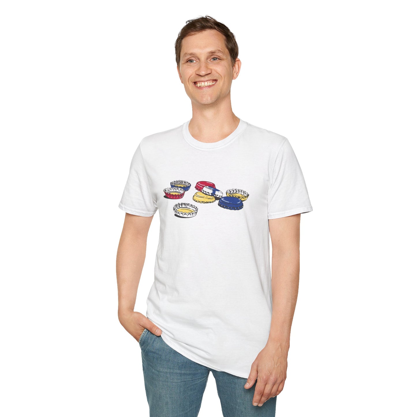 T-Shirt — Colorful Bottle Cap Graphic Tee