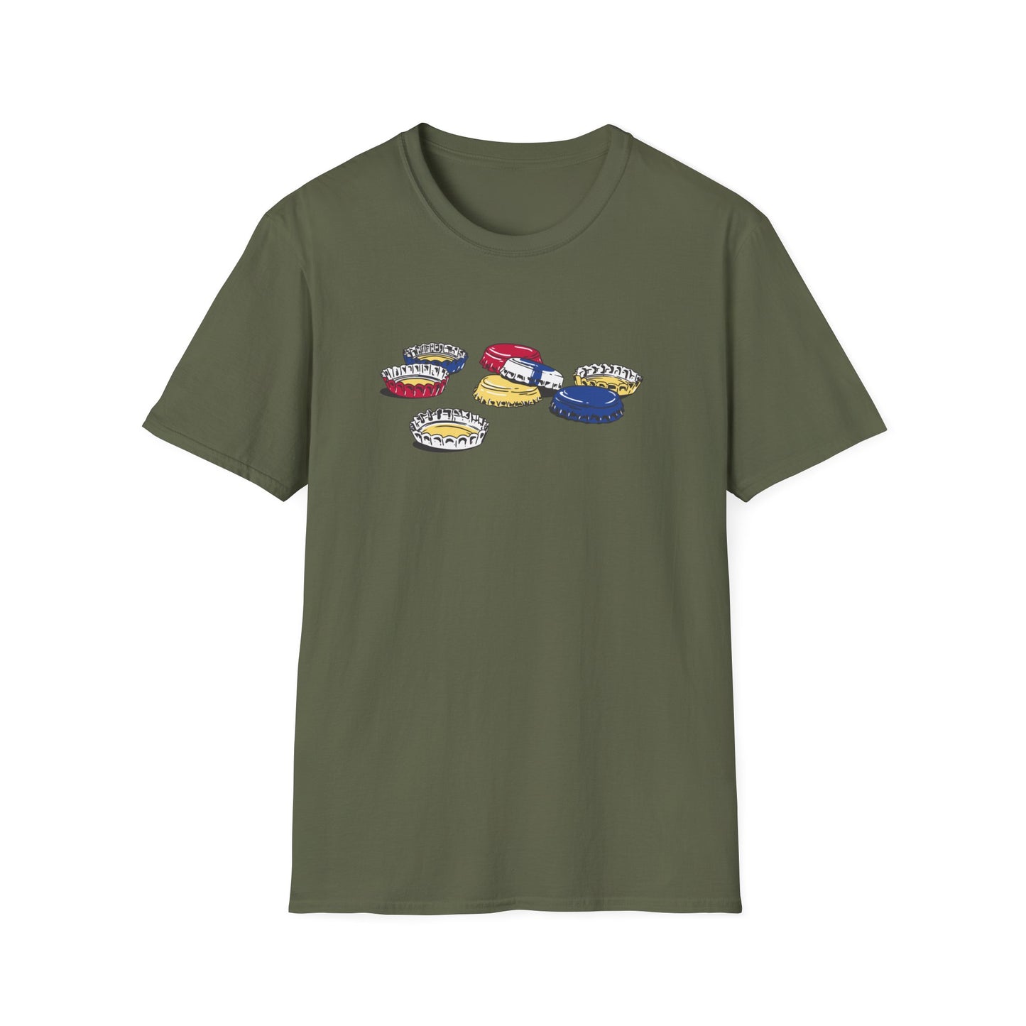 T-Shirt — Colorful Bottle Cap Graphic Tee