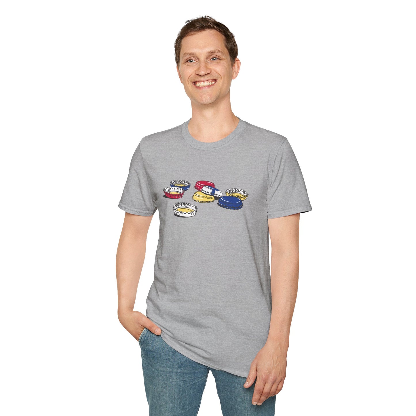 T-Shirt — Colorful Bottle Cap Graphic Tee