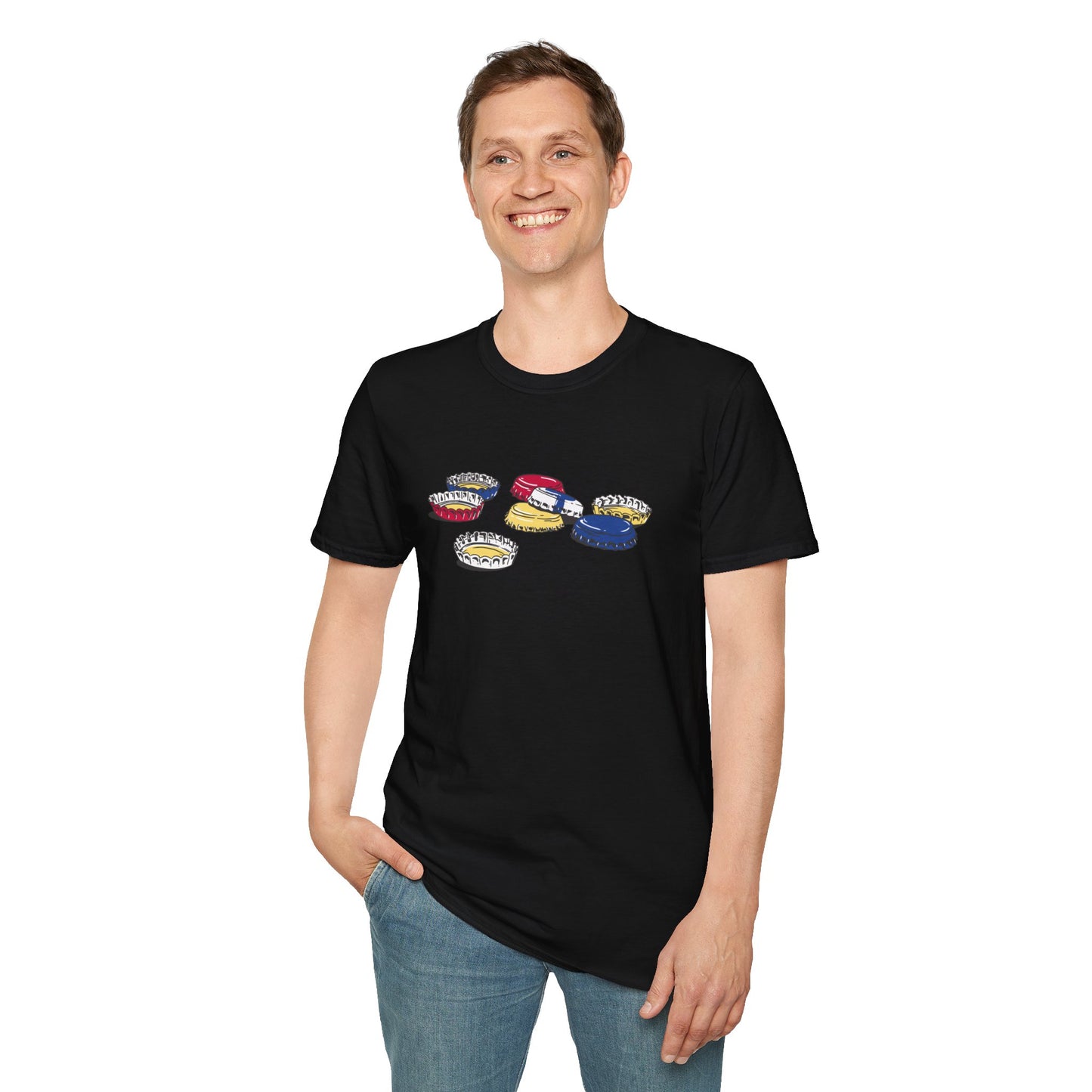 T-Shirt — Colorful Bottle Cap Graphic Tee