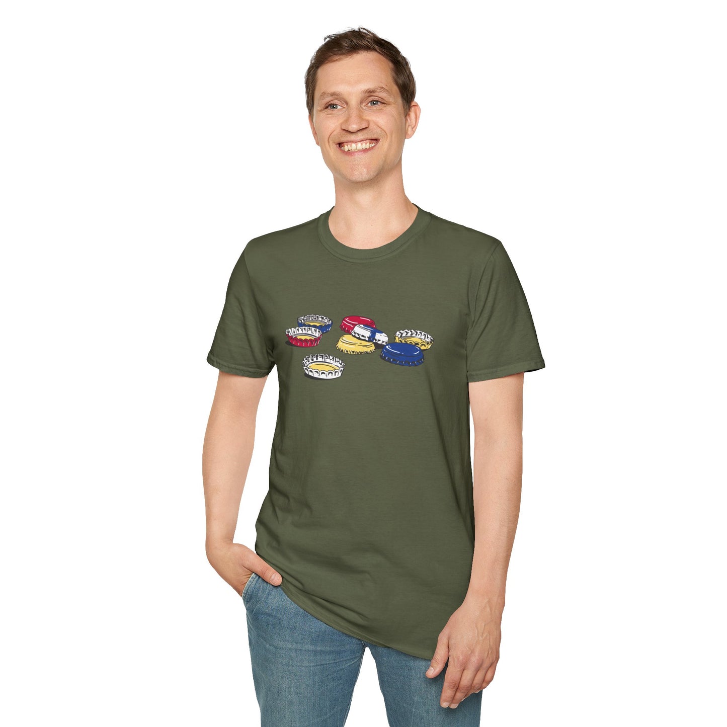 T-Shirt — Colorful Bottle Cap Graphic Tee